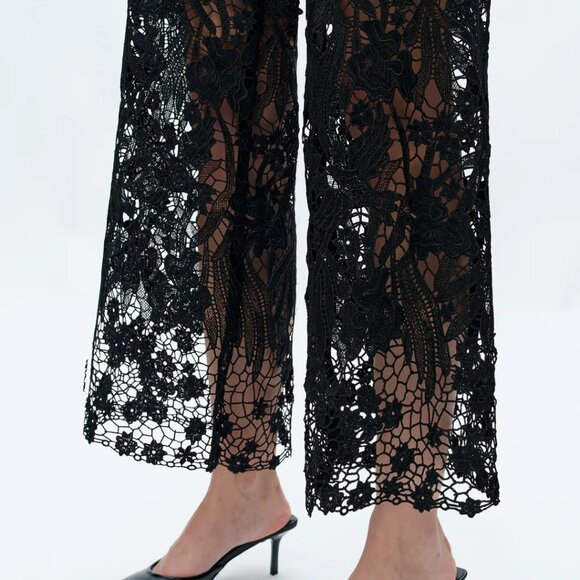 NWT Bayeas Lesley Black High Rise Lace Wide Leg Jeans with Rhinestones - Picture 11 of 12